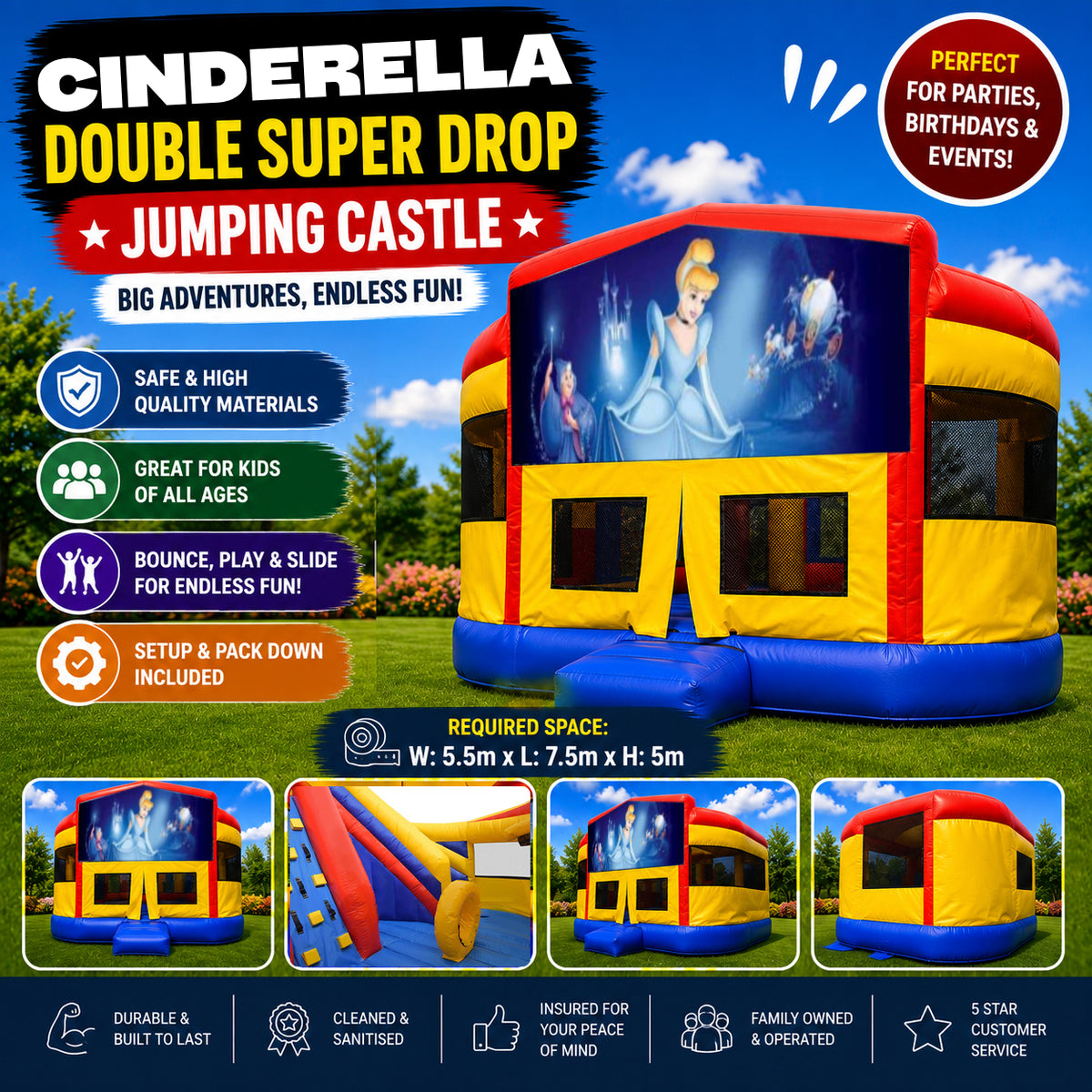 Cinderella Double Super Drop Combo Jumping Castle