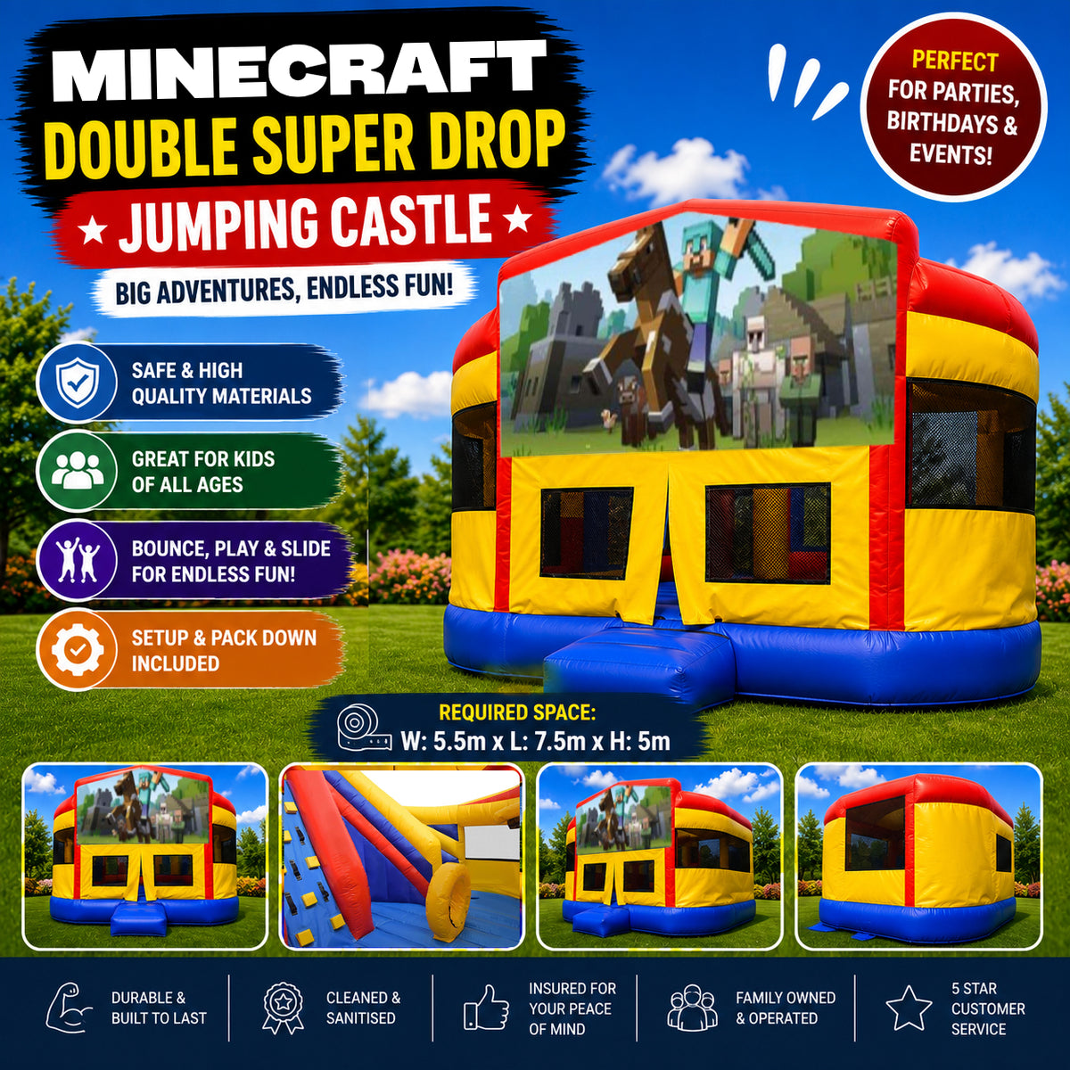 Minecraft Double Super Drop Combo Jumping Castle