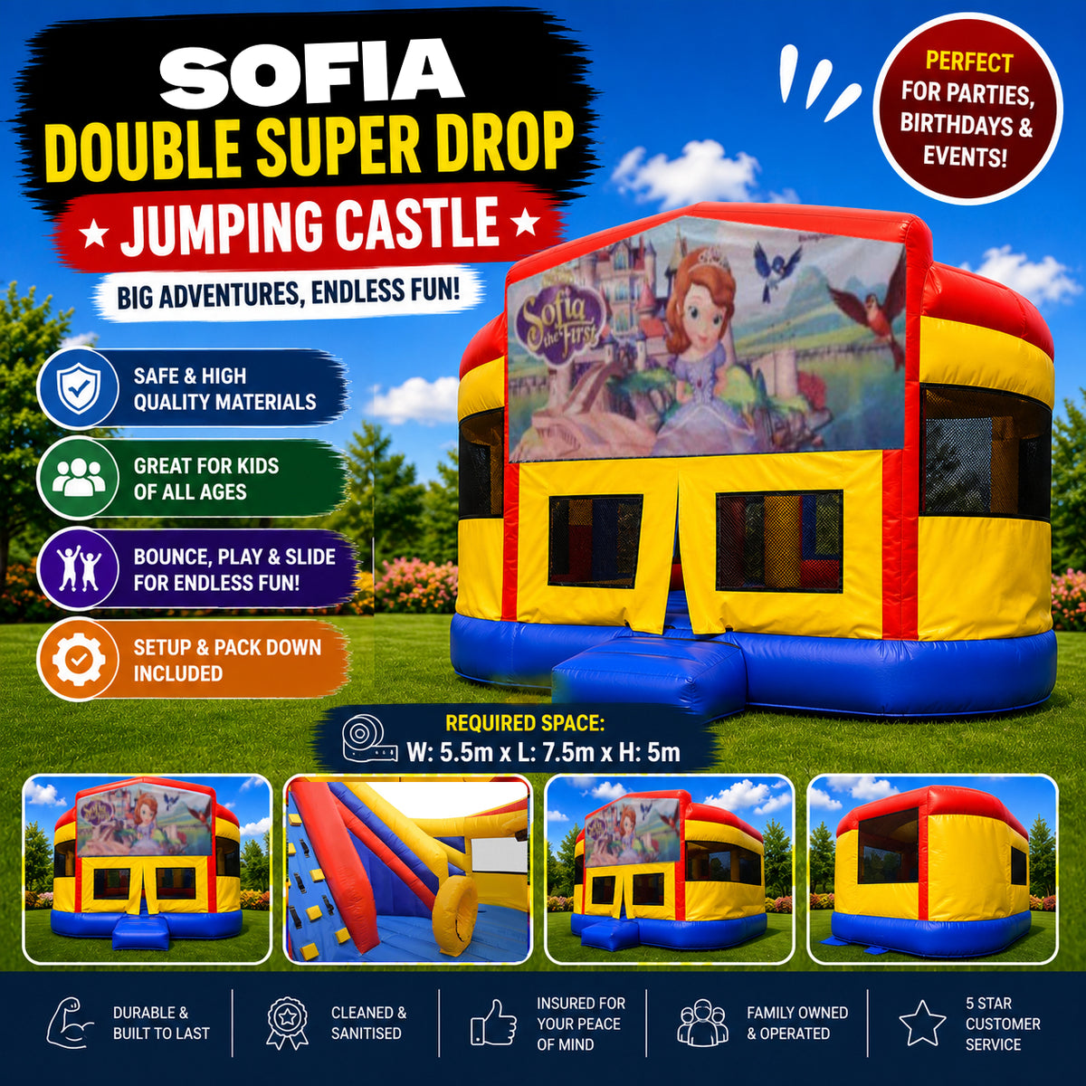 Sofia the First Double Super Drop Combo Jumping Castle