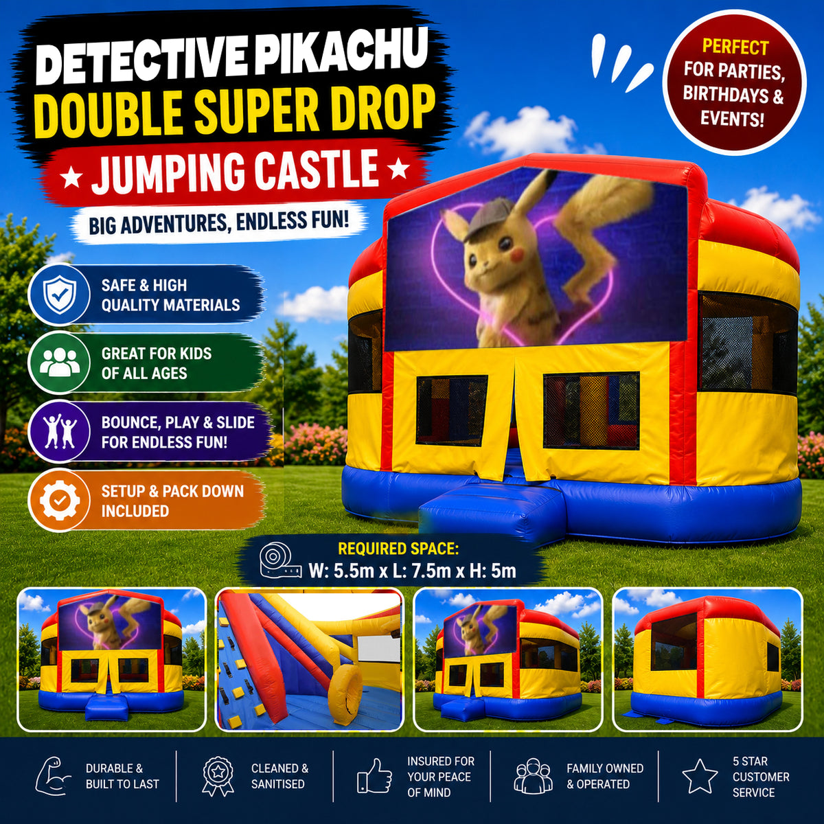 Detective Pikachu Super Drop Combo Jumping Castle