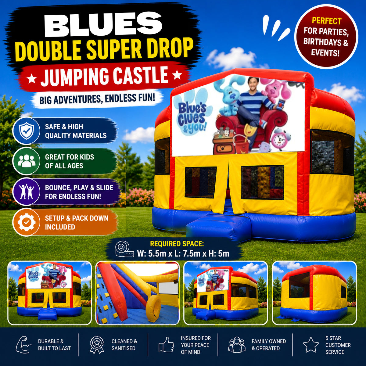 Blues Clues #2 Double Super Drop Combo Jumping Castle
