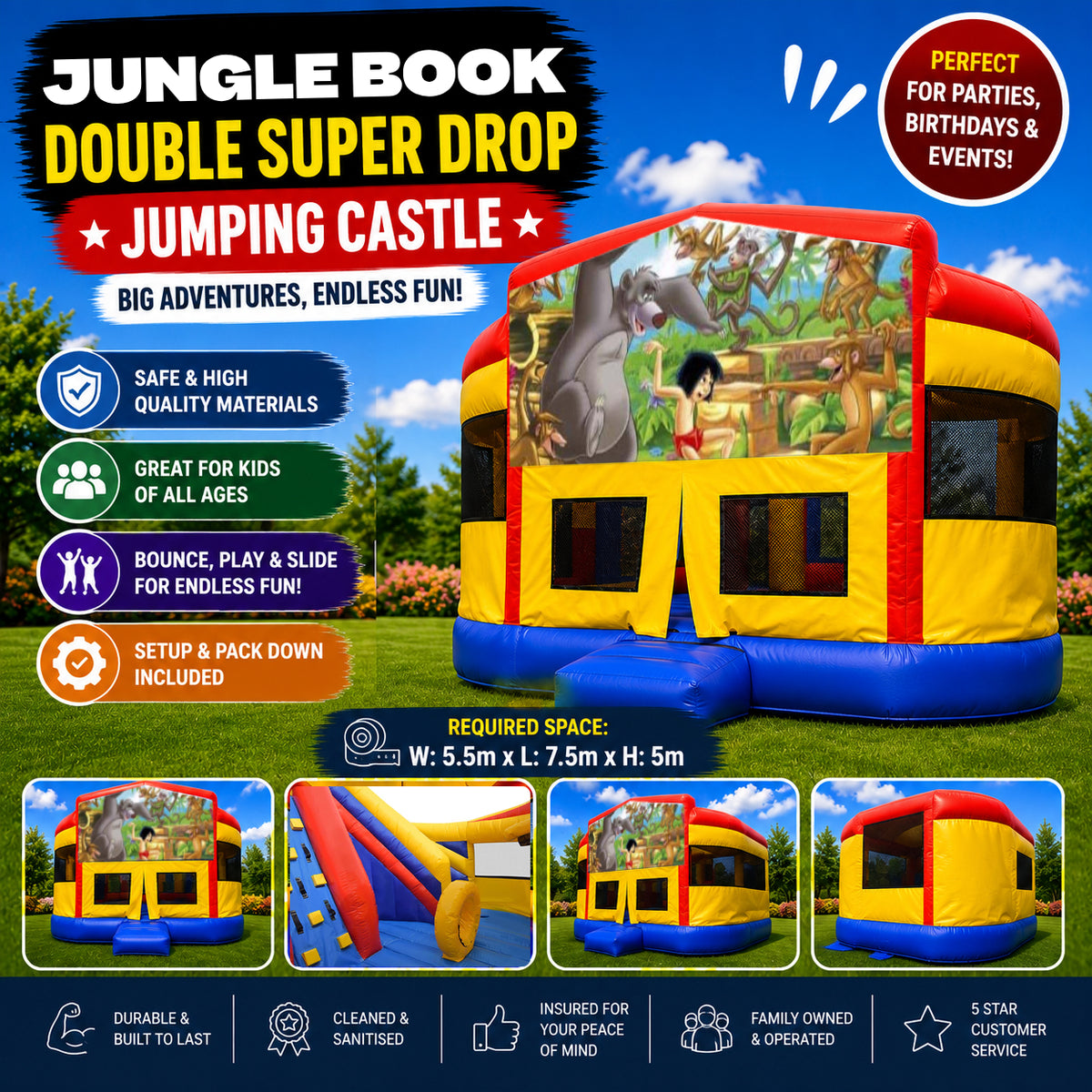 Jungle Book  Double Super Drop Combo Jumping Castle