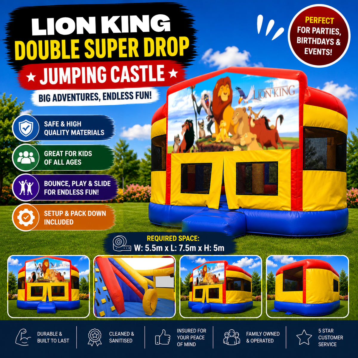 Lion King Double Super Drop Combo Jumping Castle