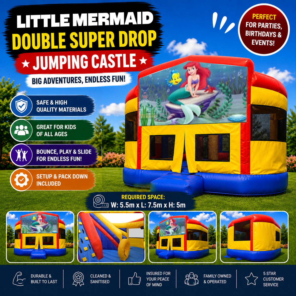 Little Mermaid Double Super Drop Combo Jumping Castle