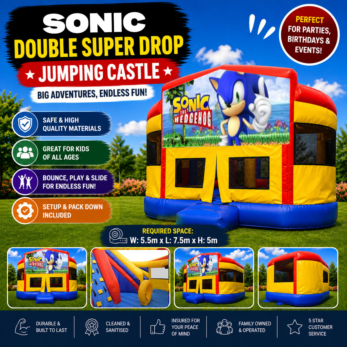 Sonic Double Super Drop Combo Jumping Castle