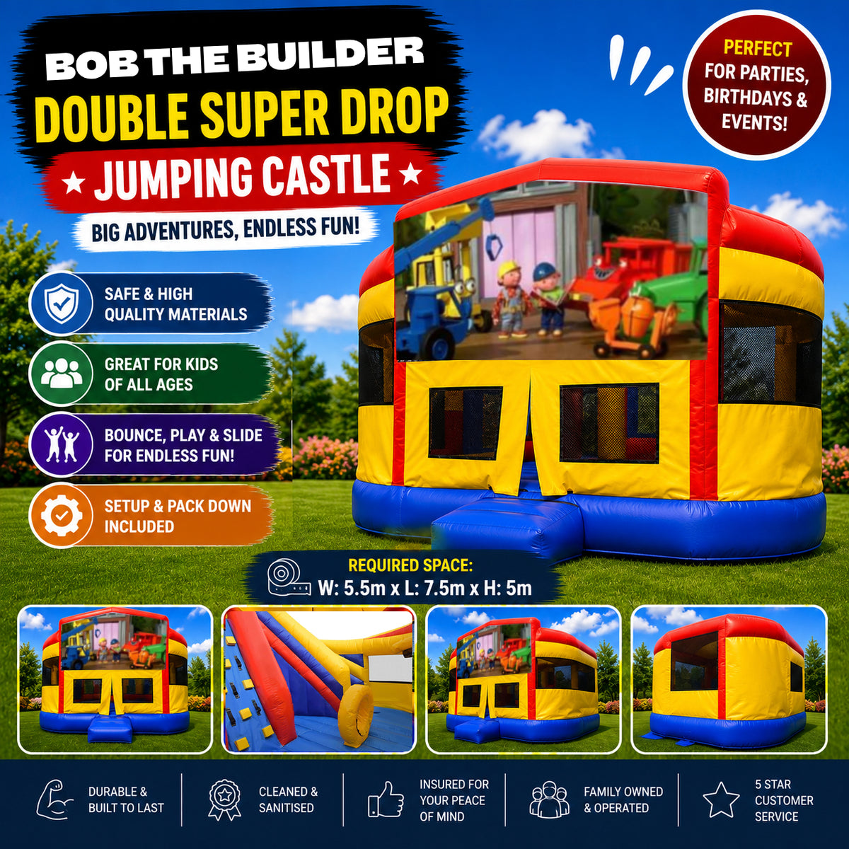 Bob the Builder Double Super Drop Combo Jumping Castle