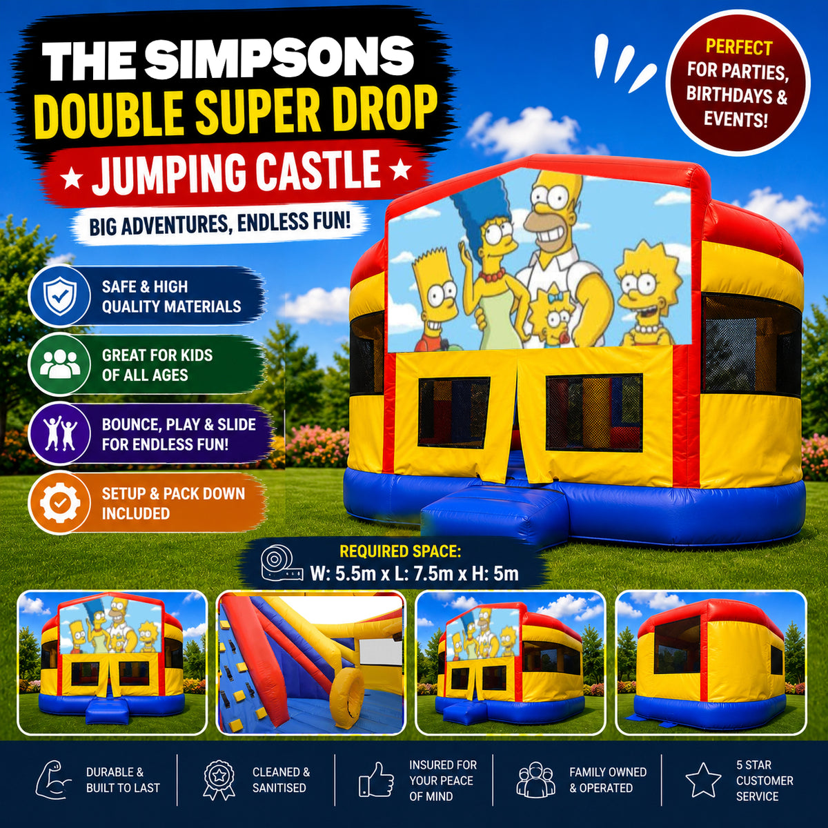 The Simpsons Double Super Drop Combo Jumping Castle