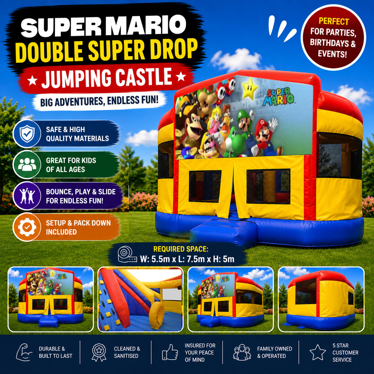 Super Mario Super Drop Combo Jumping Castle