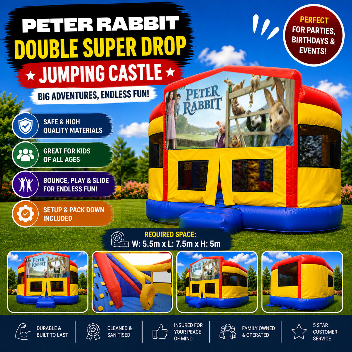 Peter Rabbit Double Super Drop Combo Jumping Castle
