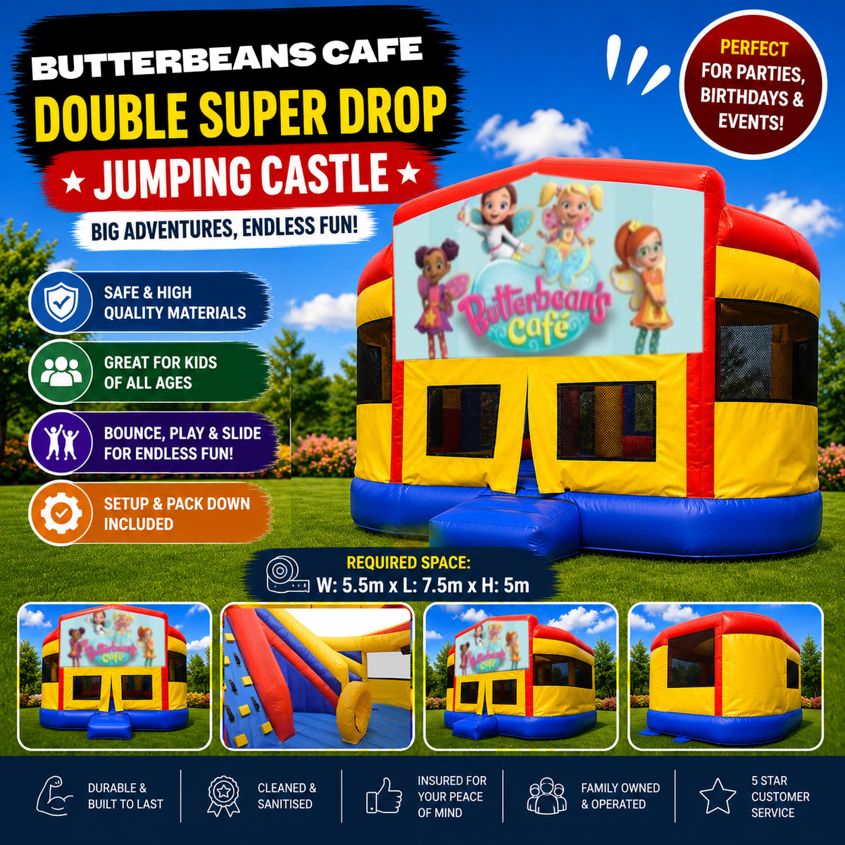 Butterbeans Cafe  Double Super Drop Combo Jumping Castle