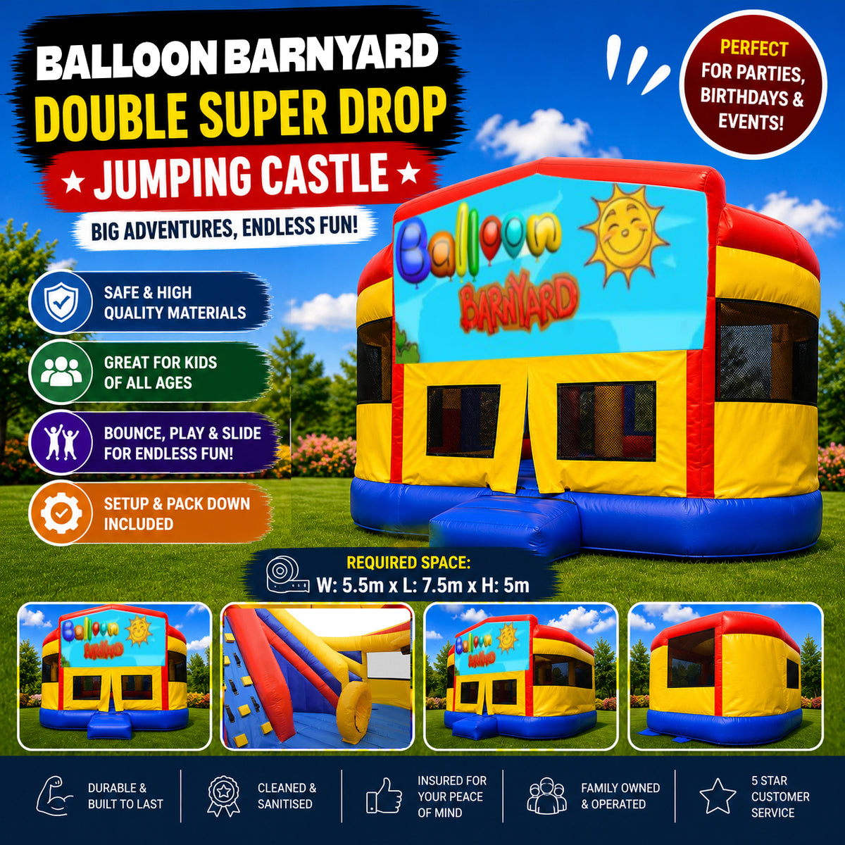 Balloon Barnyard Double Super Drop Combo Jumping Castle