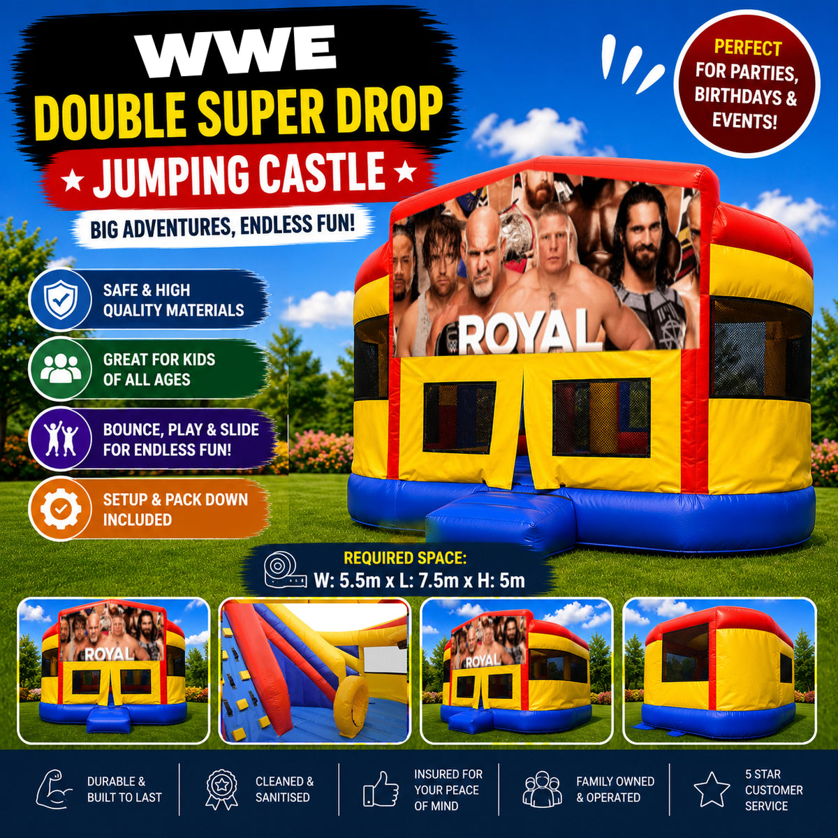 WWE Double Super Drop Combo Jumping Castle