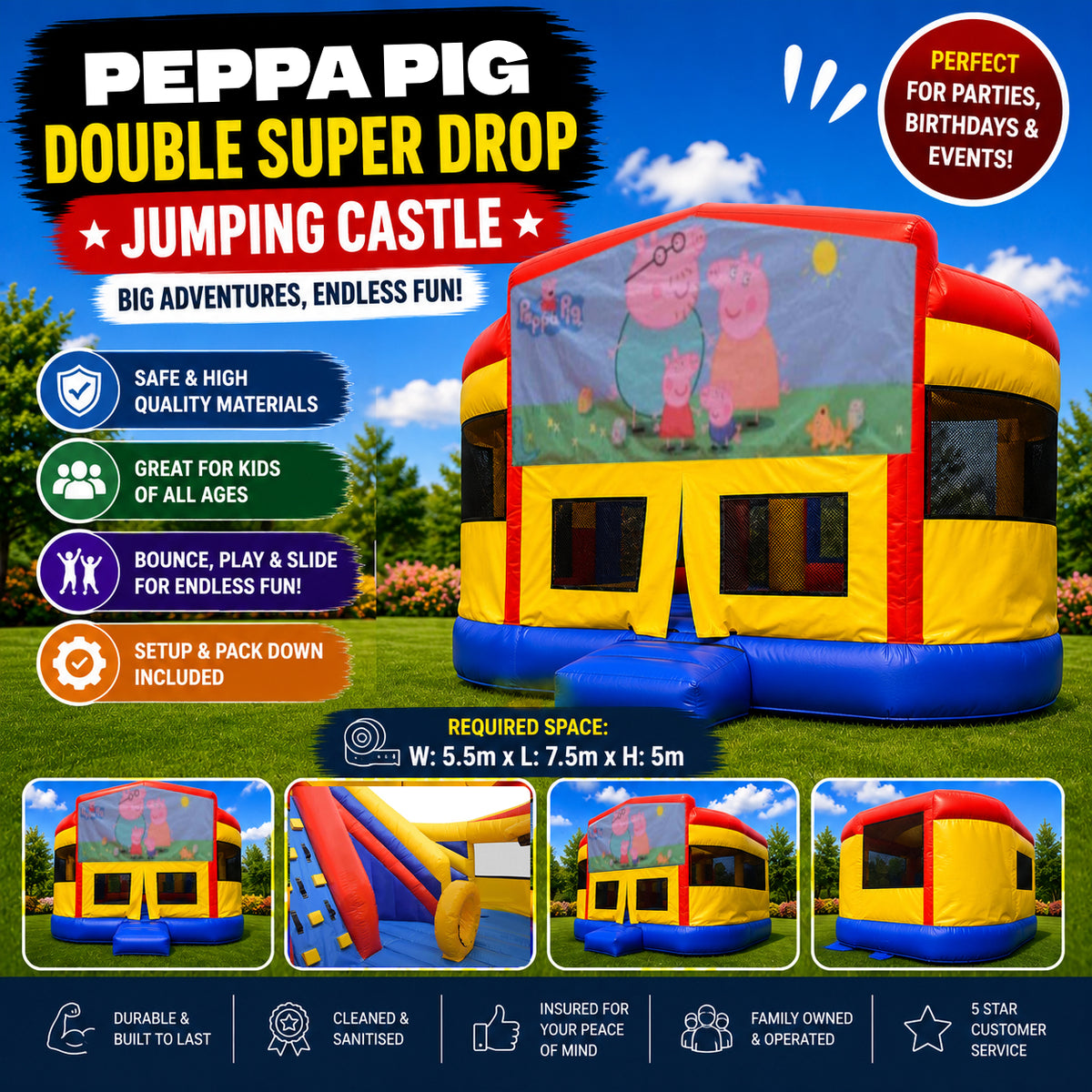 Peppa Pig Double Super Drop Combo Jumping Castle