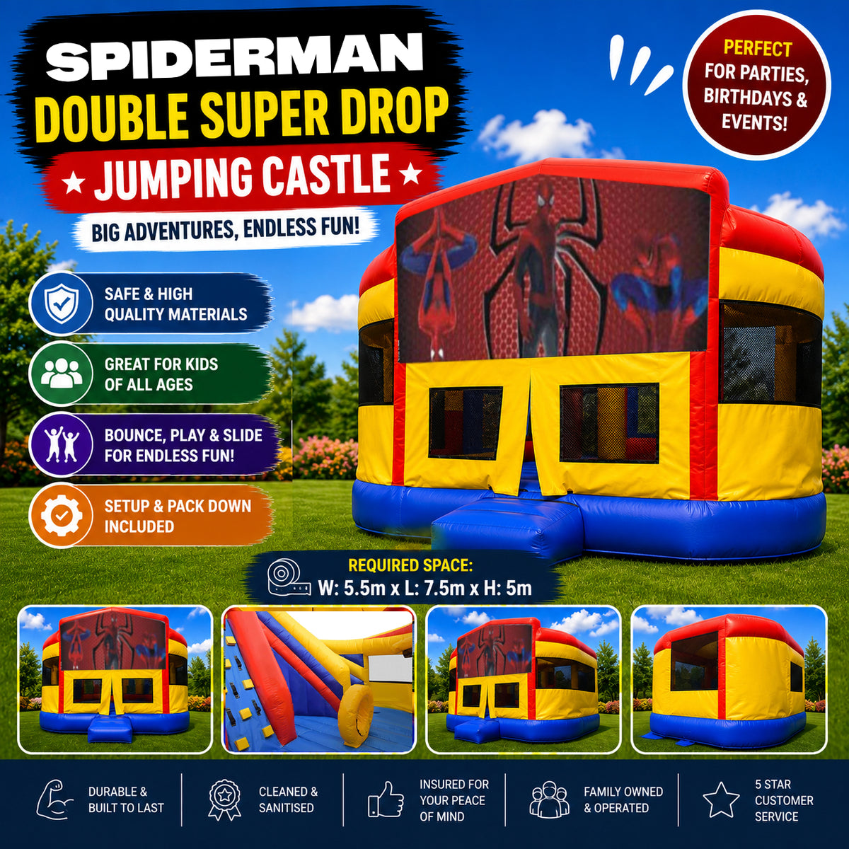 Spiderman Double Super Drop Combo Jumping Castle