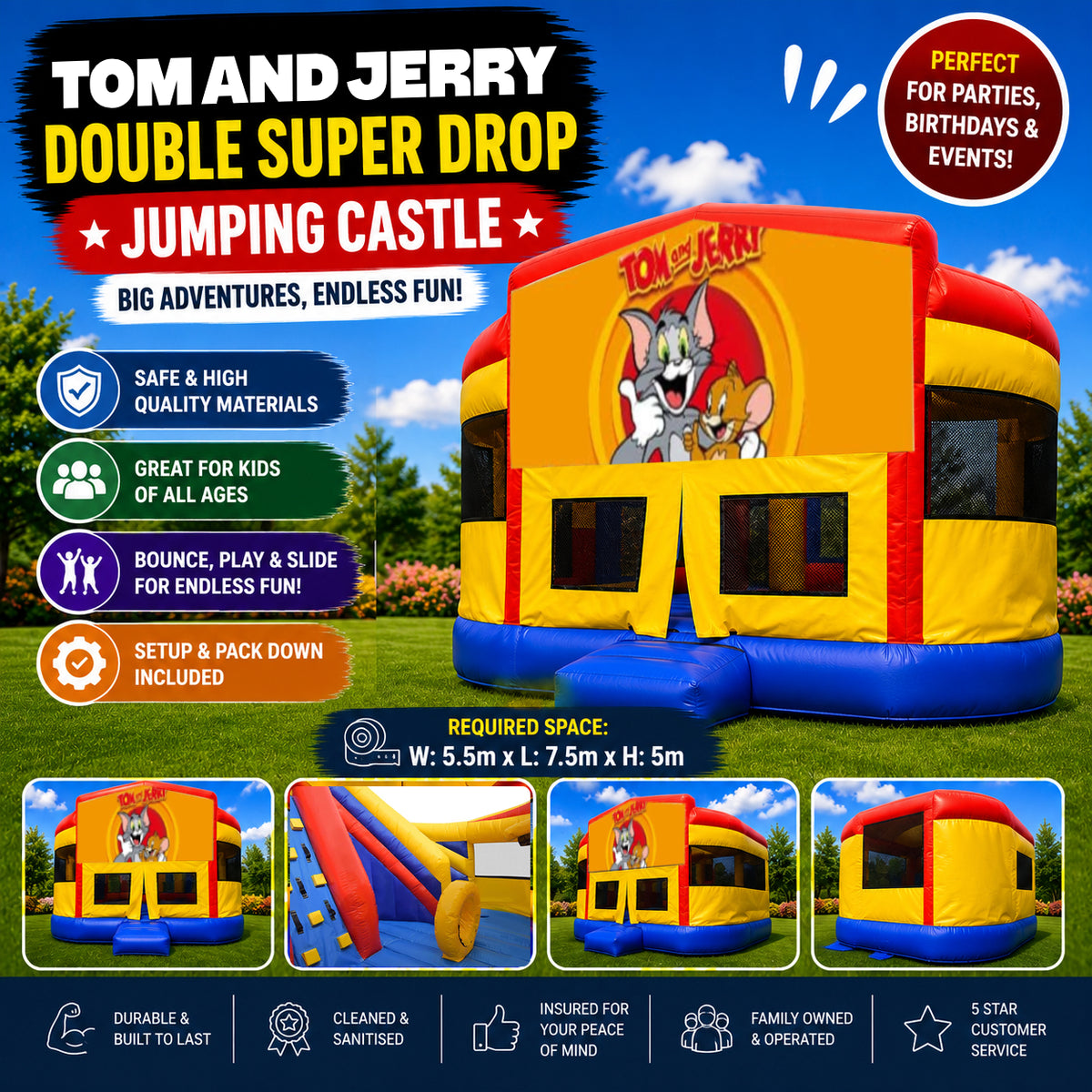 Tom And Jerry Double Super Drop Combo Jumping Castle
