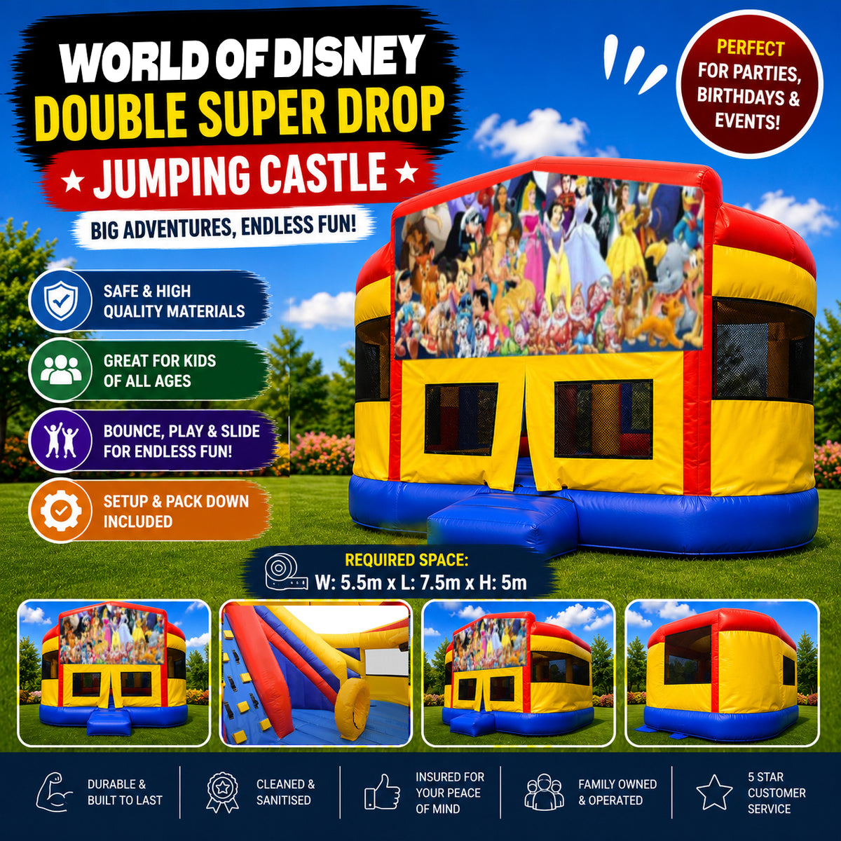 World of Disney Double Super Drop Combo Jumping Castle