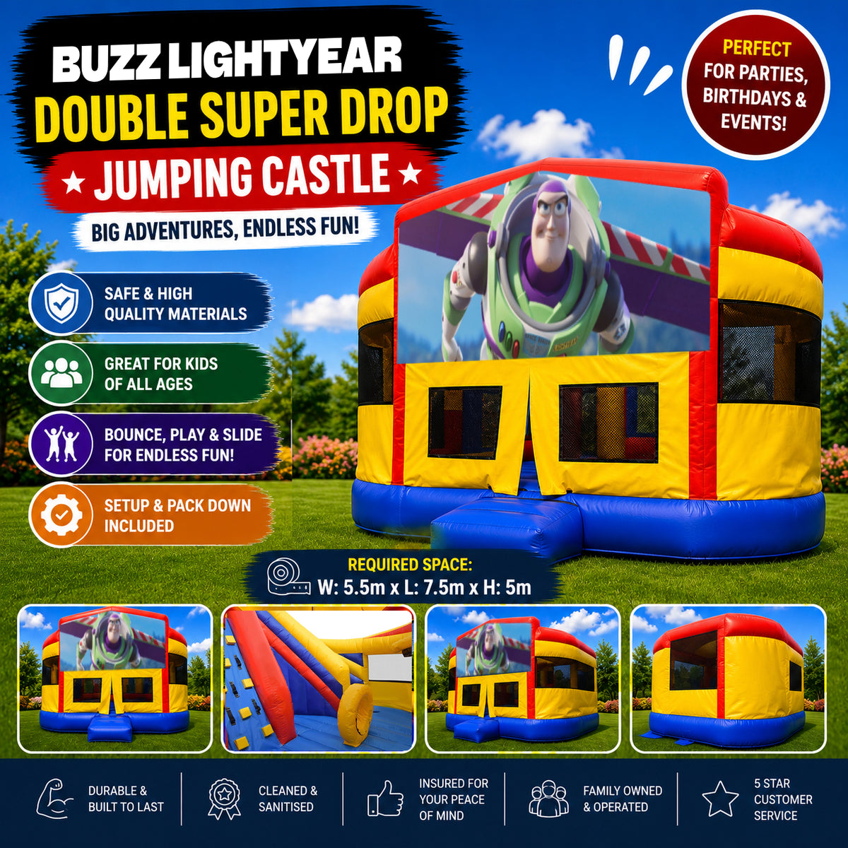 Buzz Lightyear Super Drop Combo Jumping Castle