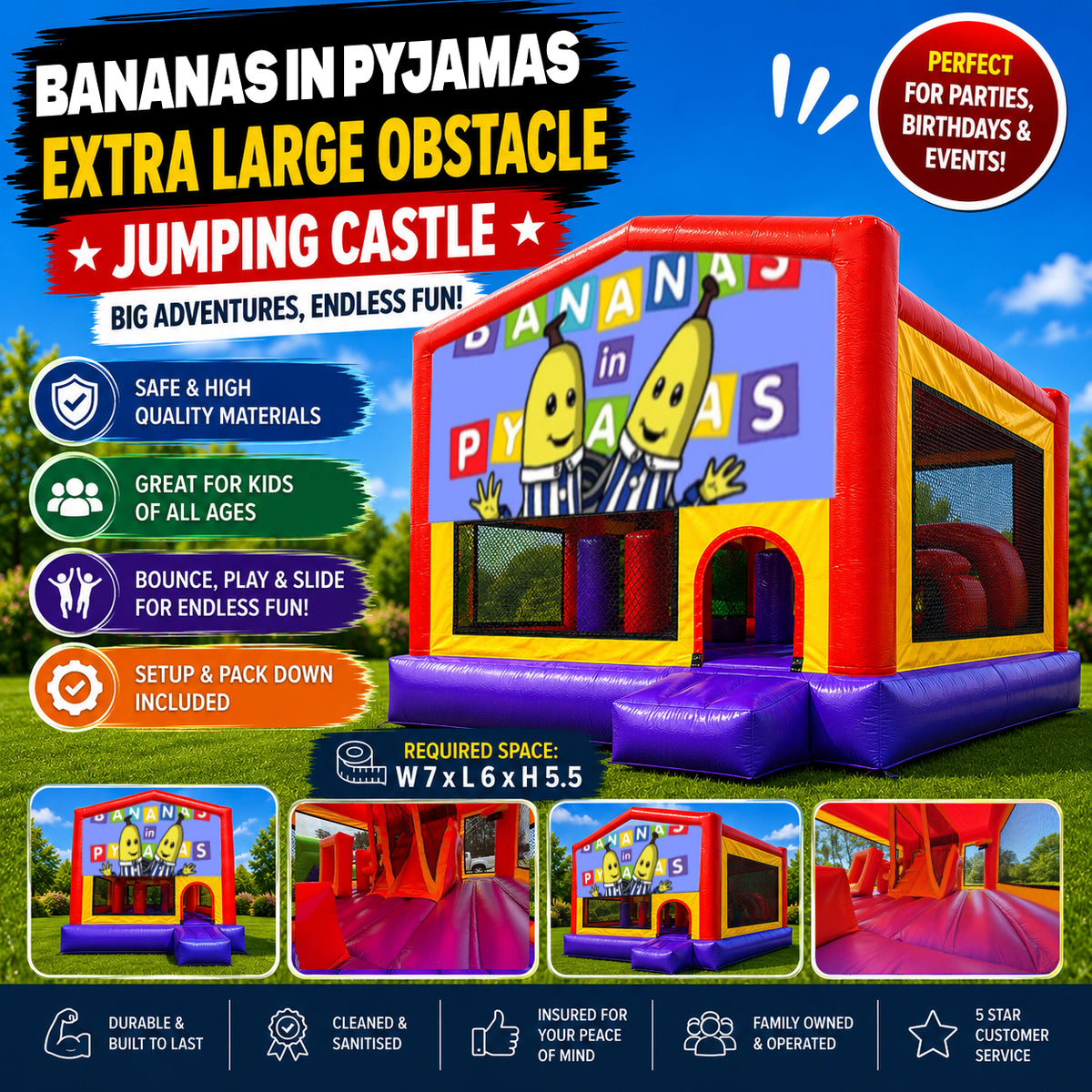 Bananas in Pyjamas Extra Large Obstacle Combo Jumping Castle