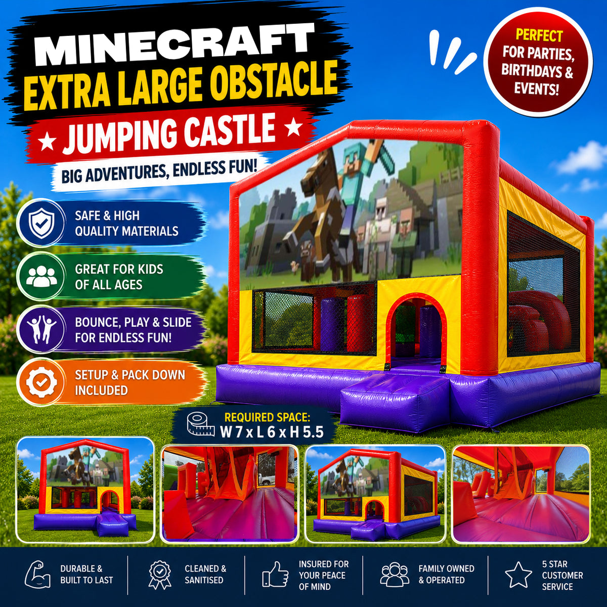 Minecraft Extra Large Obstacle Combo Jumping Castle