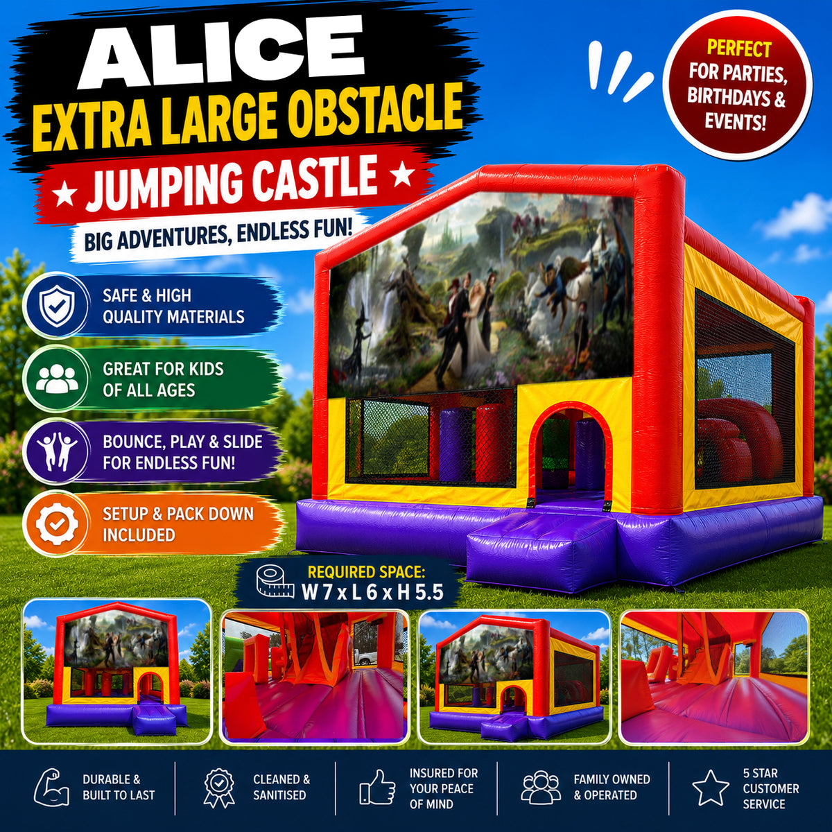 Alice in Wonderland #2 Extra Large Obstacle Combo Jumping Castle