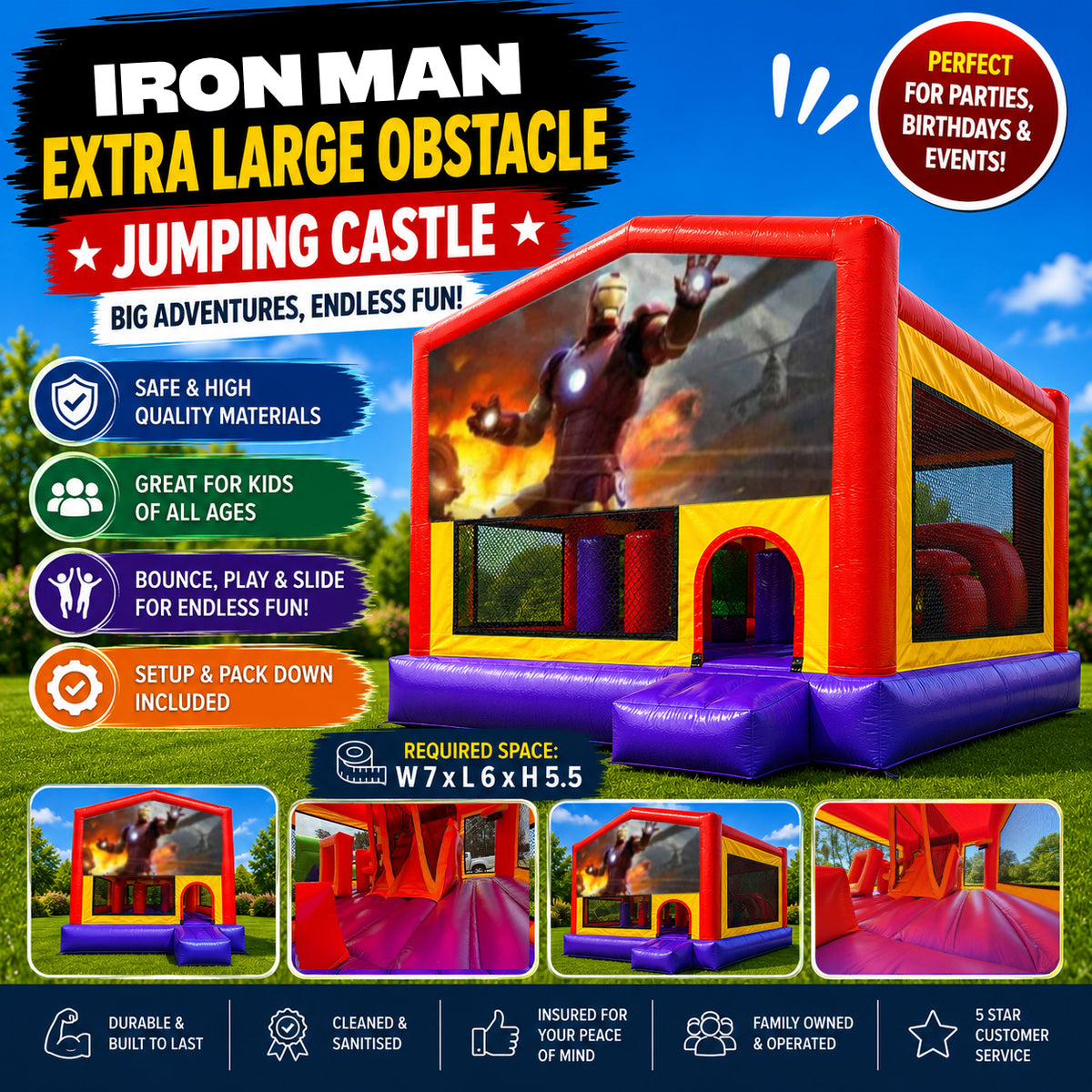 Iron Man Extra Large Obstacle Combo Jumping Castle