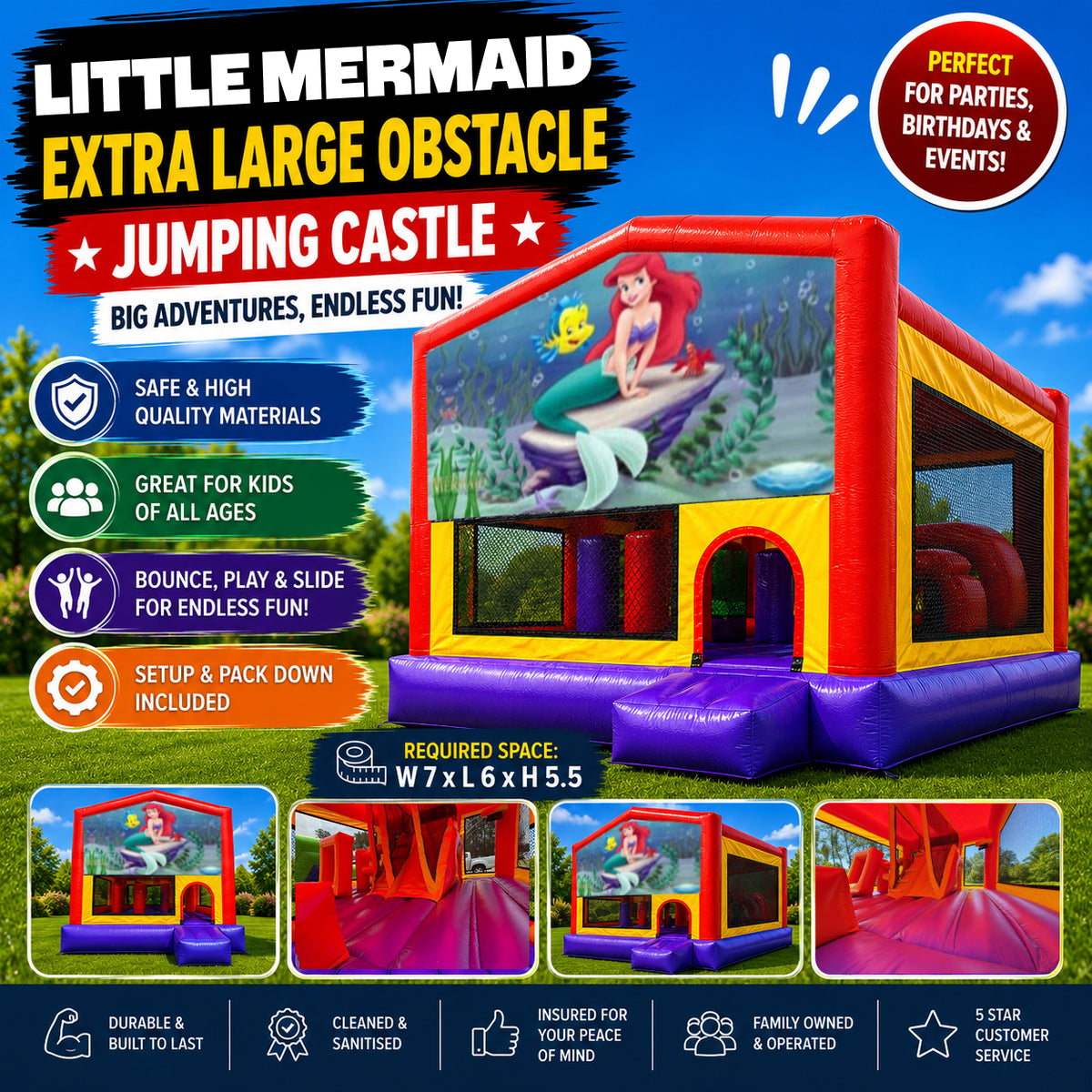Little Mermaid Extra Large Obstacle Combo Jumping Castle