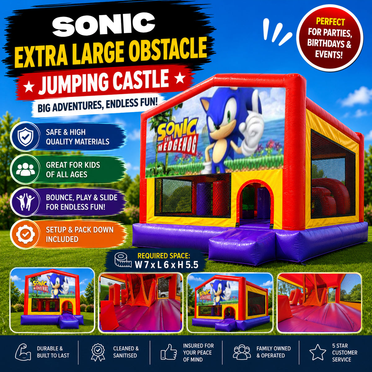 Sonic Extra Large Obstacle Combo Jumping Castle