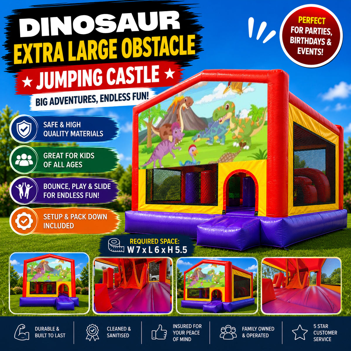 Dinosaur #2 Extra Large Obstacle Combo Jumping Castle