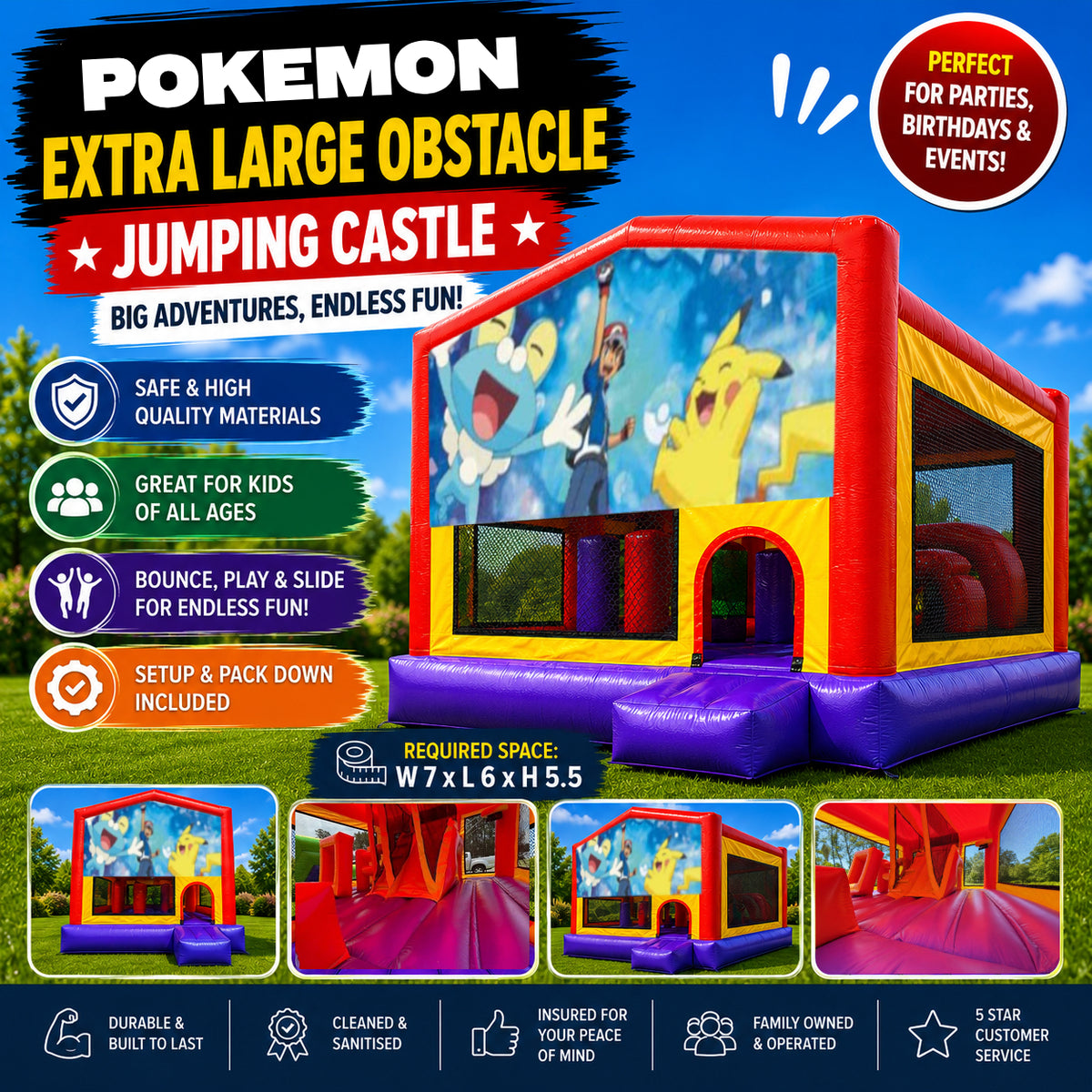 Pokemon Extra Large Obstacle Combo Jumping Castle