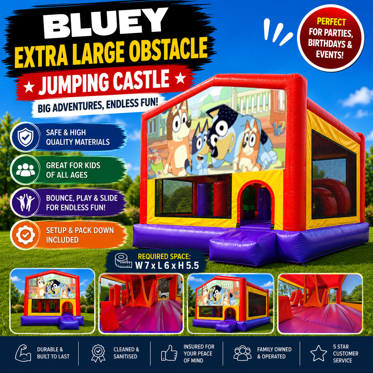 Bluey Extra Large Obstacle Combo Jumping Castle