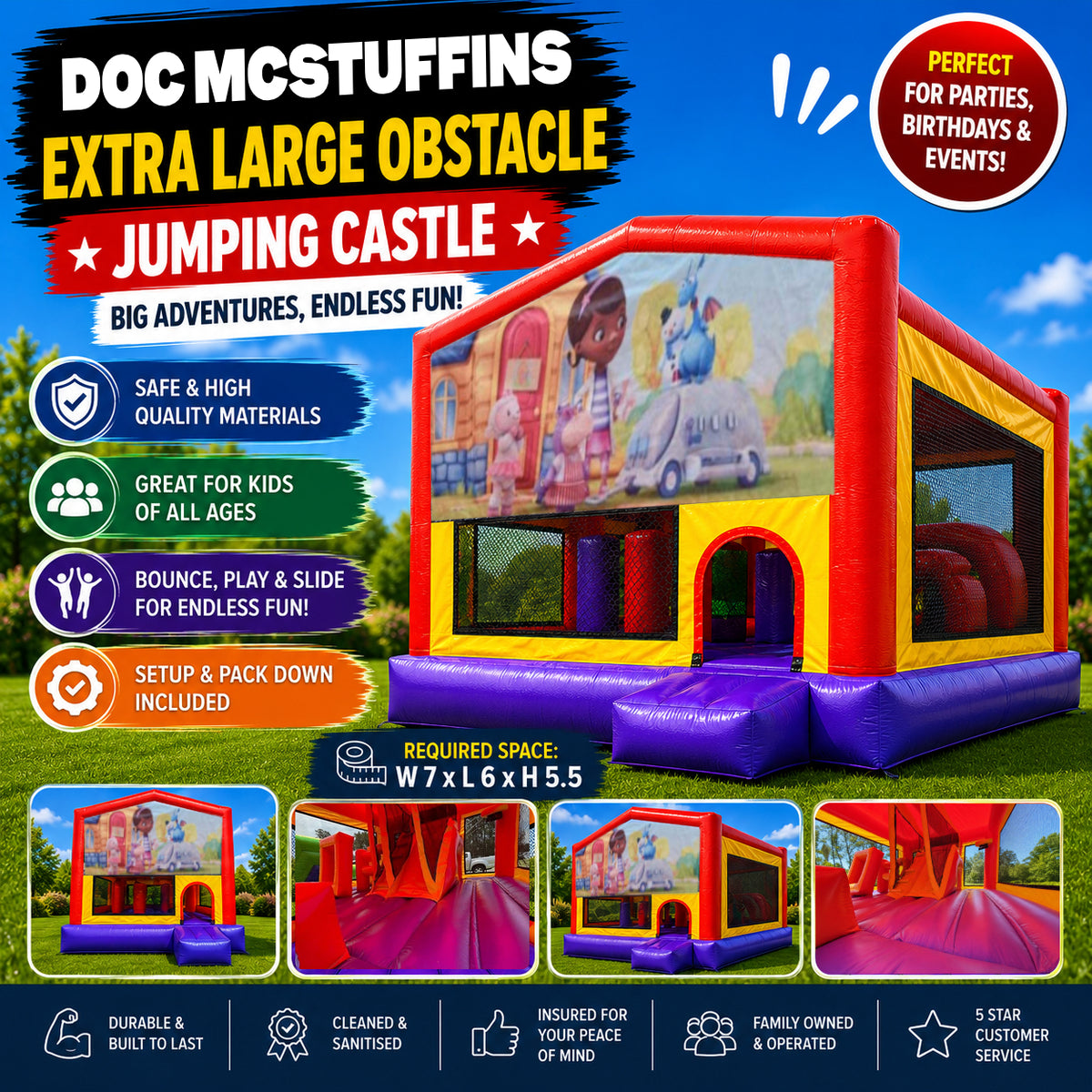 Doc Mcstuffins Extra Large Obstacle Combo Jumping Castle