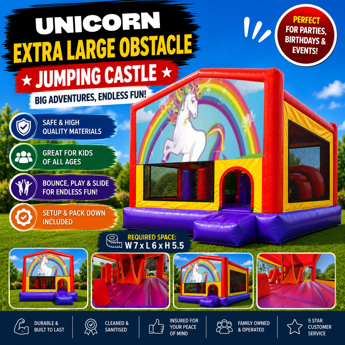 Unicorn Extra Large Obstacle Combo Jumping Castle