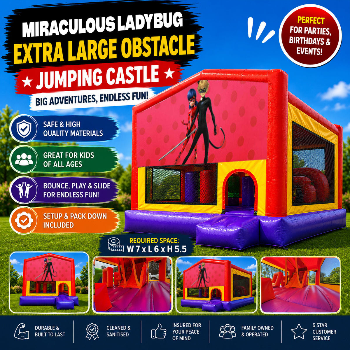 Miraculous Ladybug Extra Large Obstacle Combo Jumping Castle