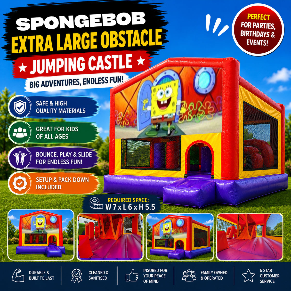 Spongebob Extra Large Obstacle Combo Jumping Castle