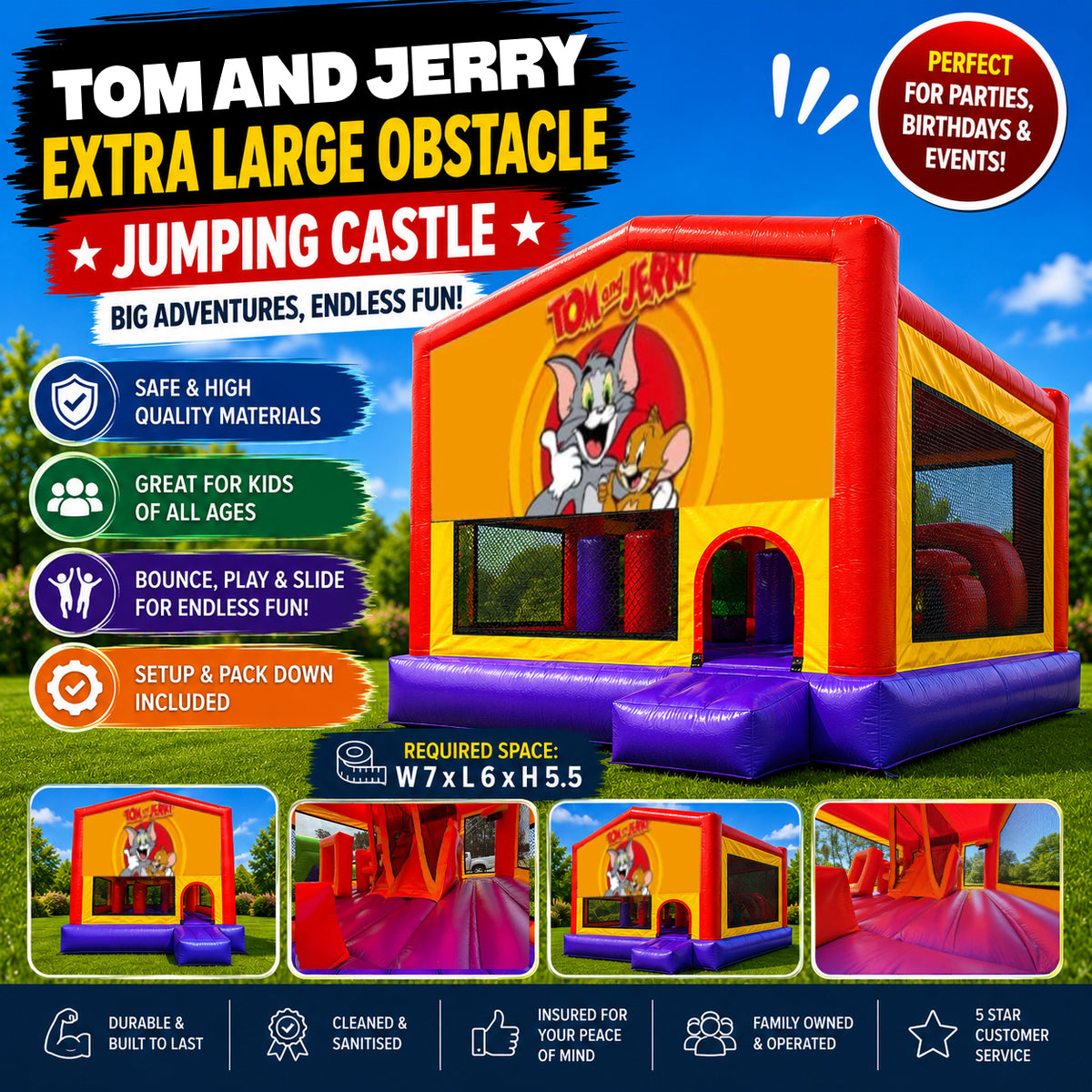Tom and Jerry Extra Large Obstacle Combo Jumping Castle