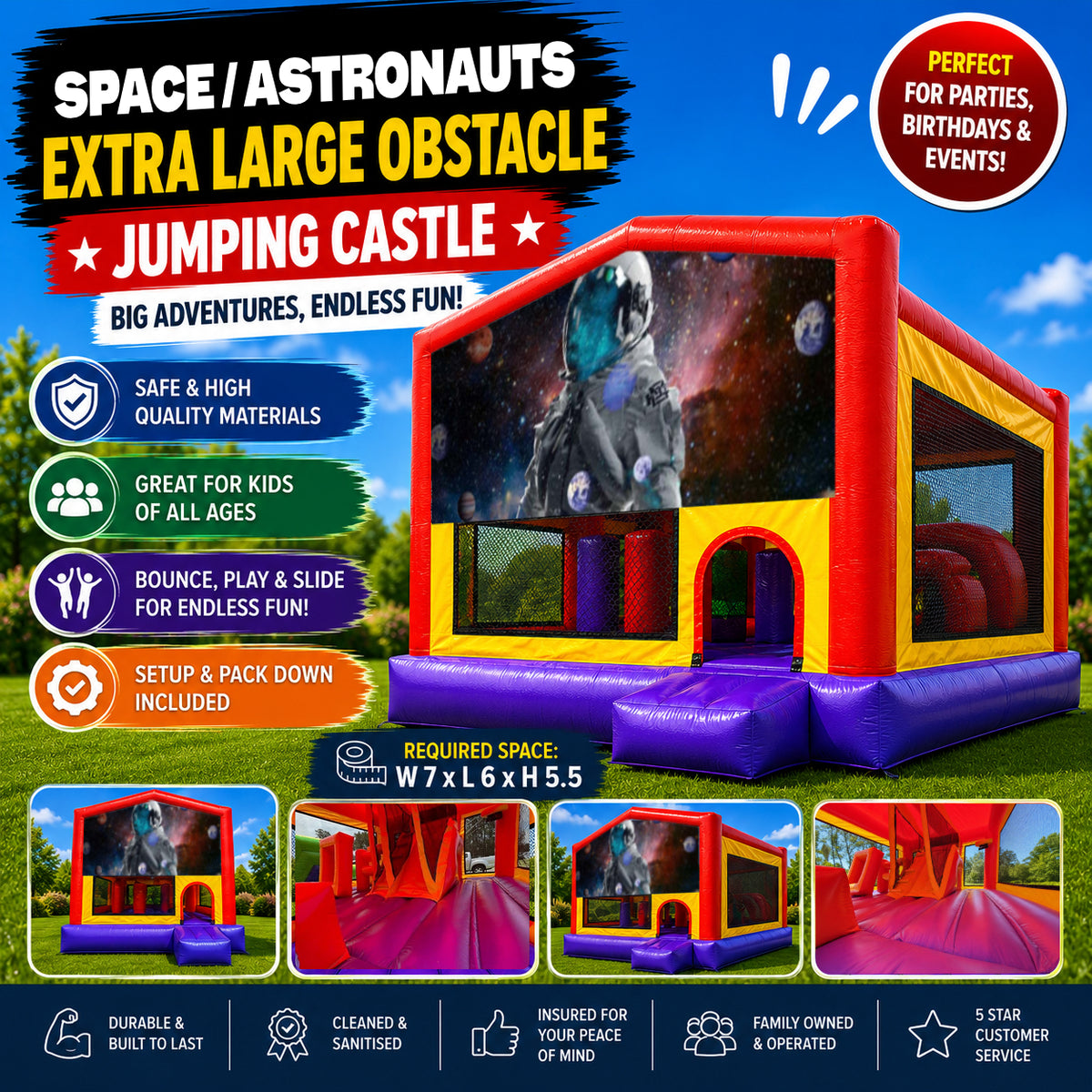 Space / Astronauts Extra Large Obstacle Combo Jumping Castle
