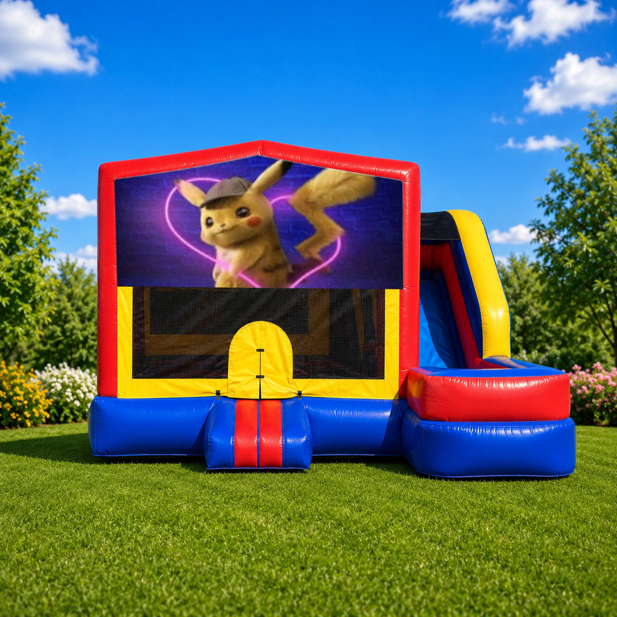 Detective Pikachu Medium External Slide Jumping Castle