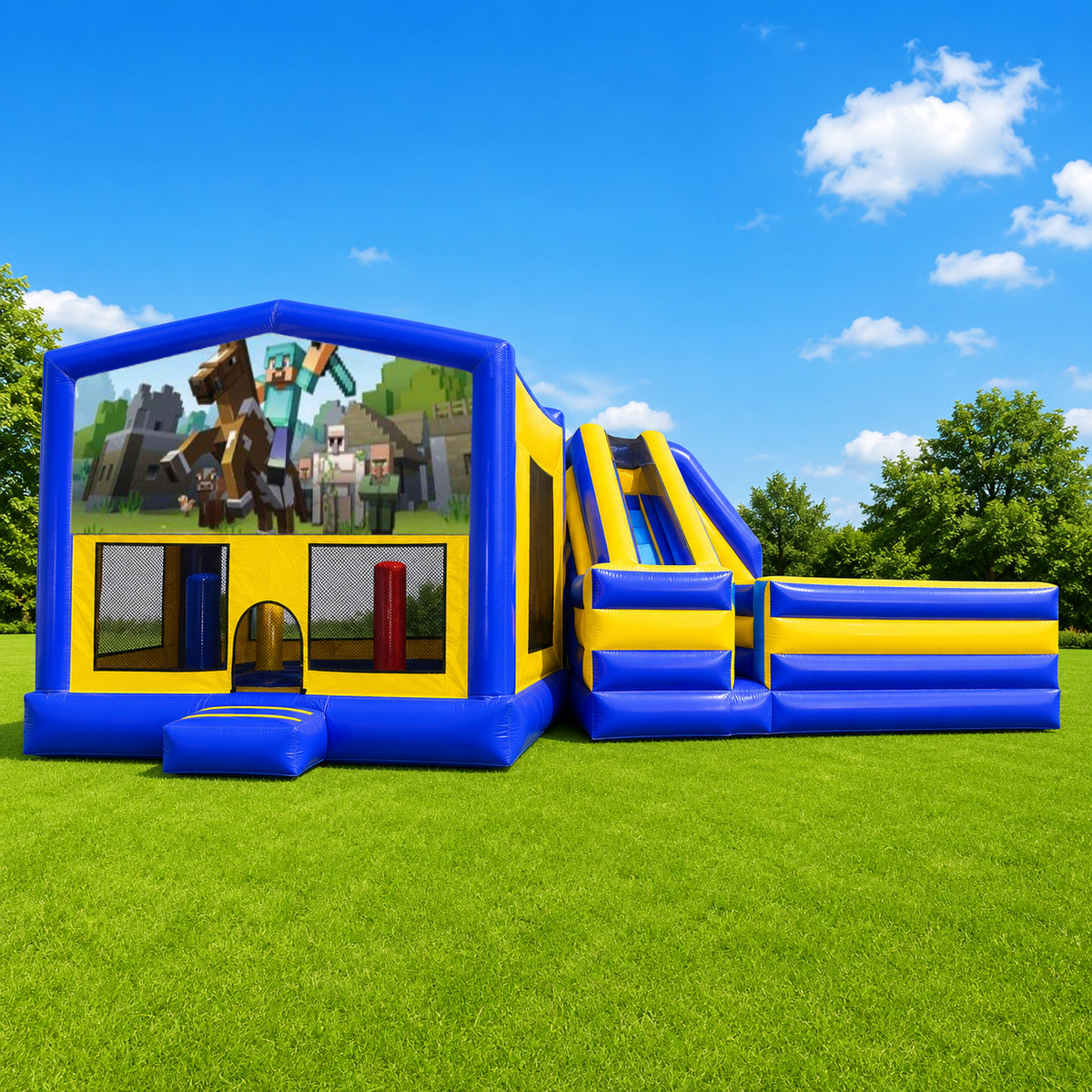 Minecraft Obstacle Mega Combo Jumping Castle