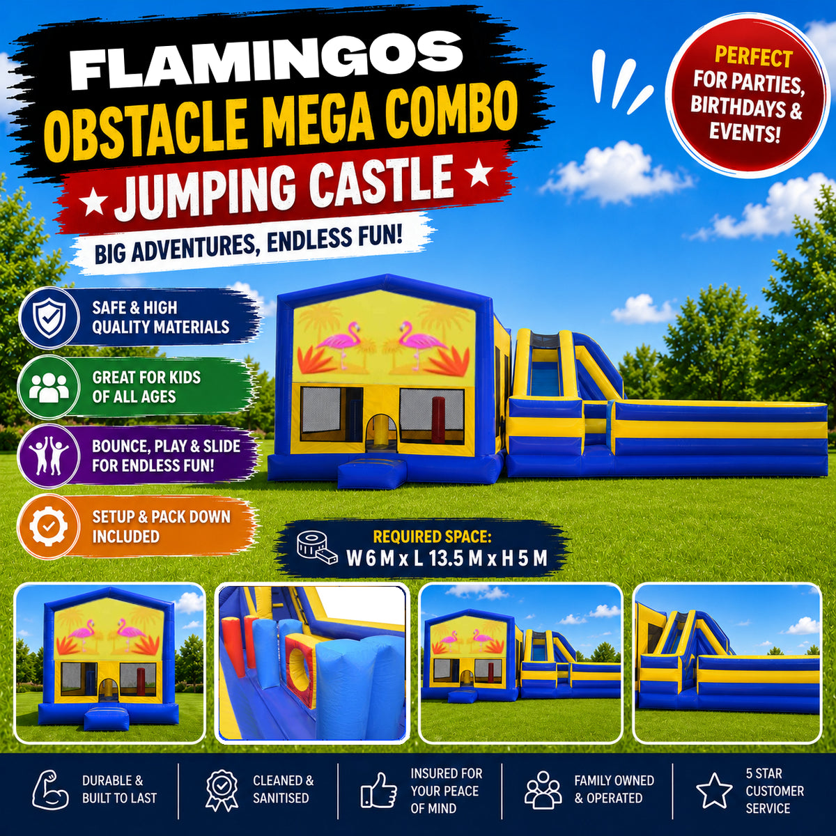 Flamingos Obstacle Mega Combo Jumping Castle