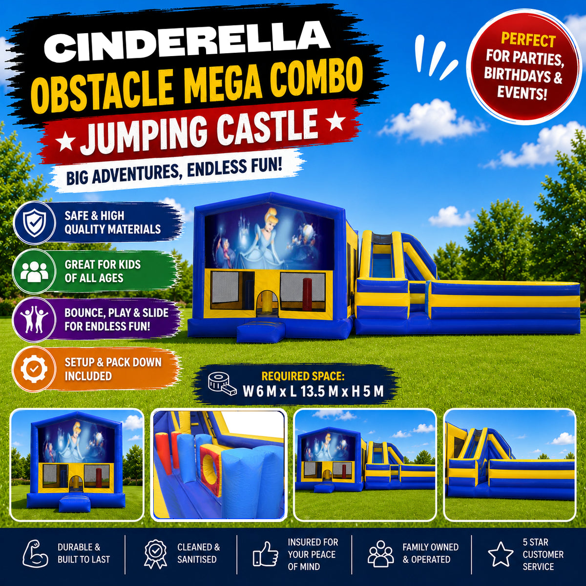 Cinderella Obstacle Mega Combo Jumping Castle