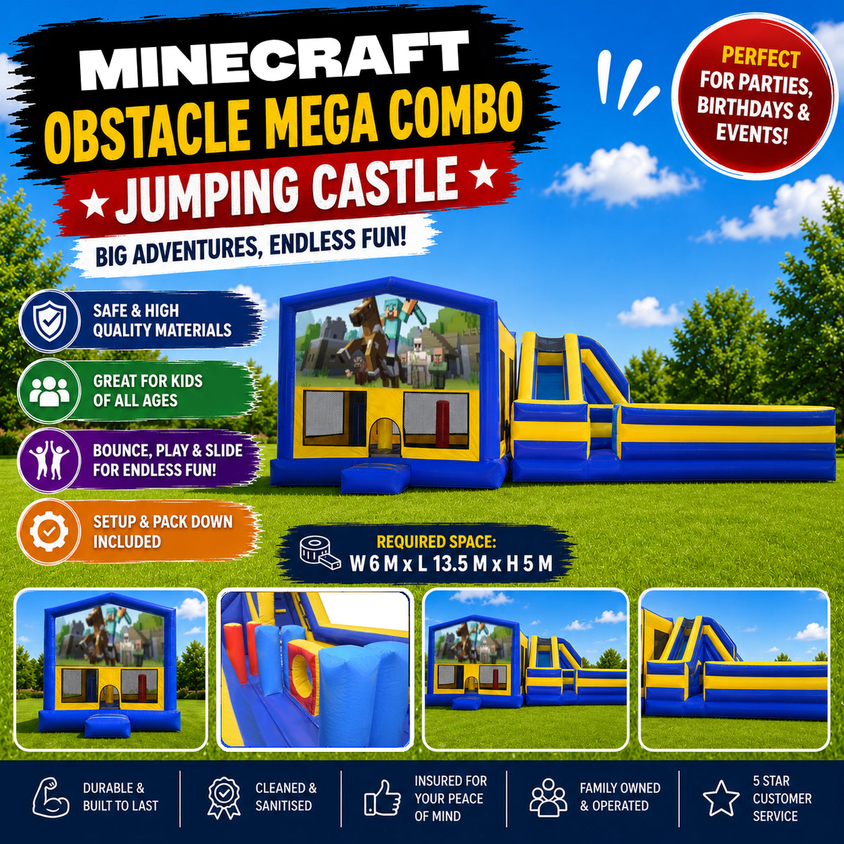 Minecraft Obstacle Mega Combo Jumping Castle