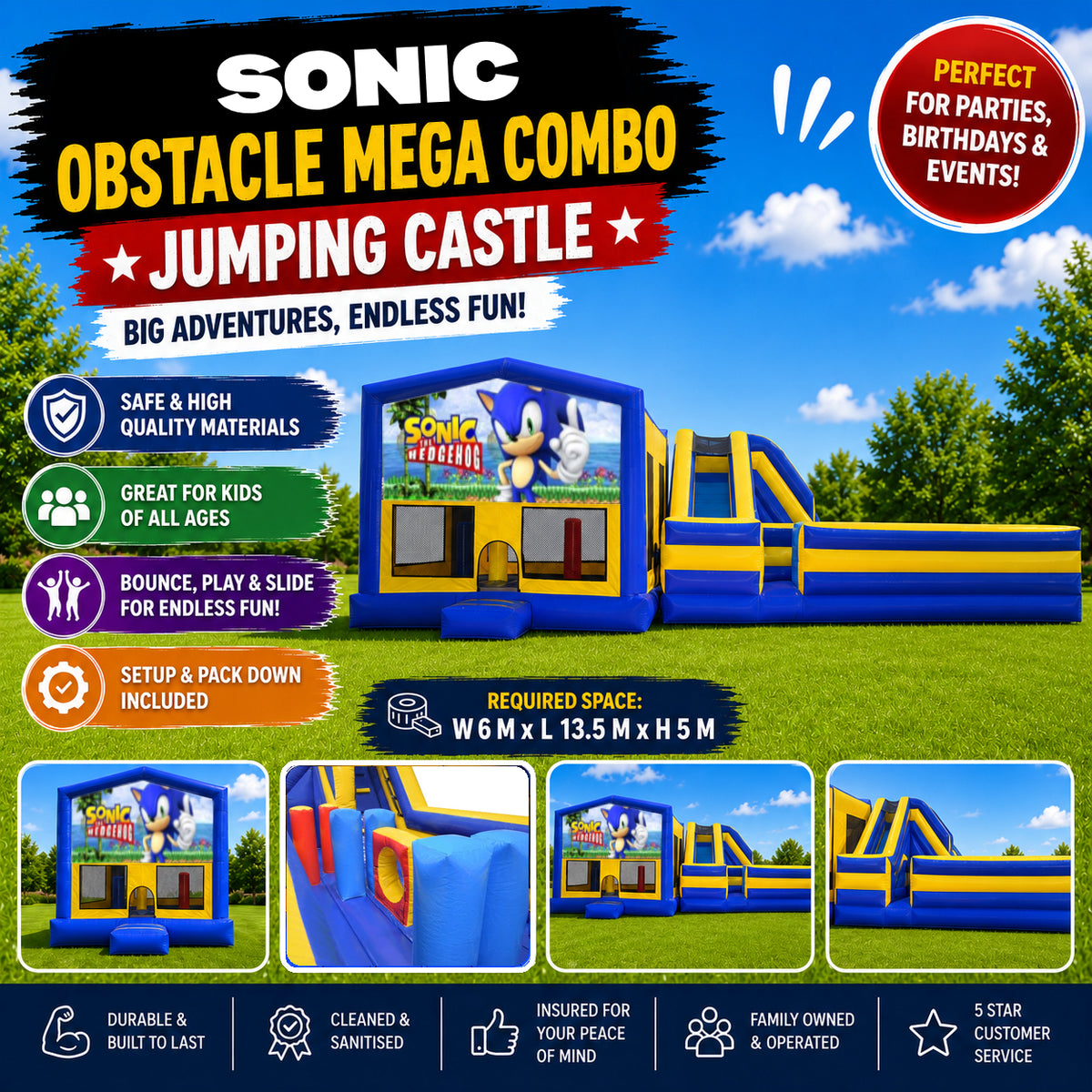 Sonic Obstacle Mega Combo Jumping Castle