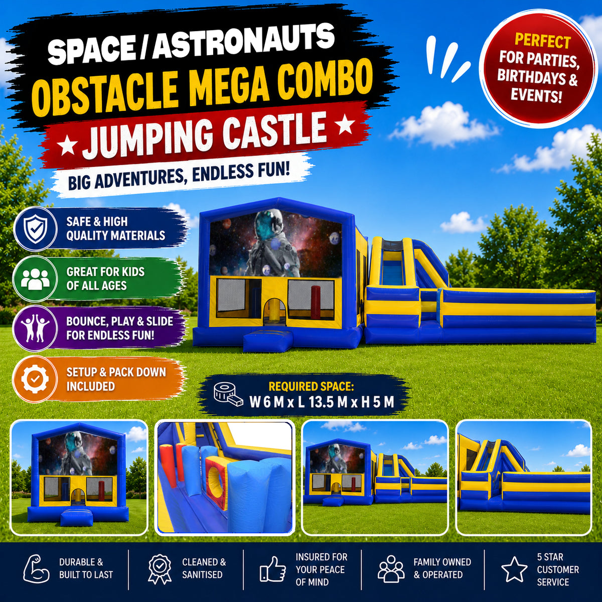 Space / Astronauts Obstacle Mega Combo Jumping Castle