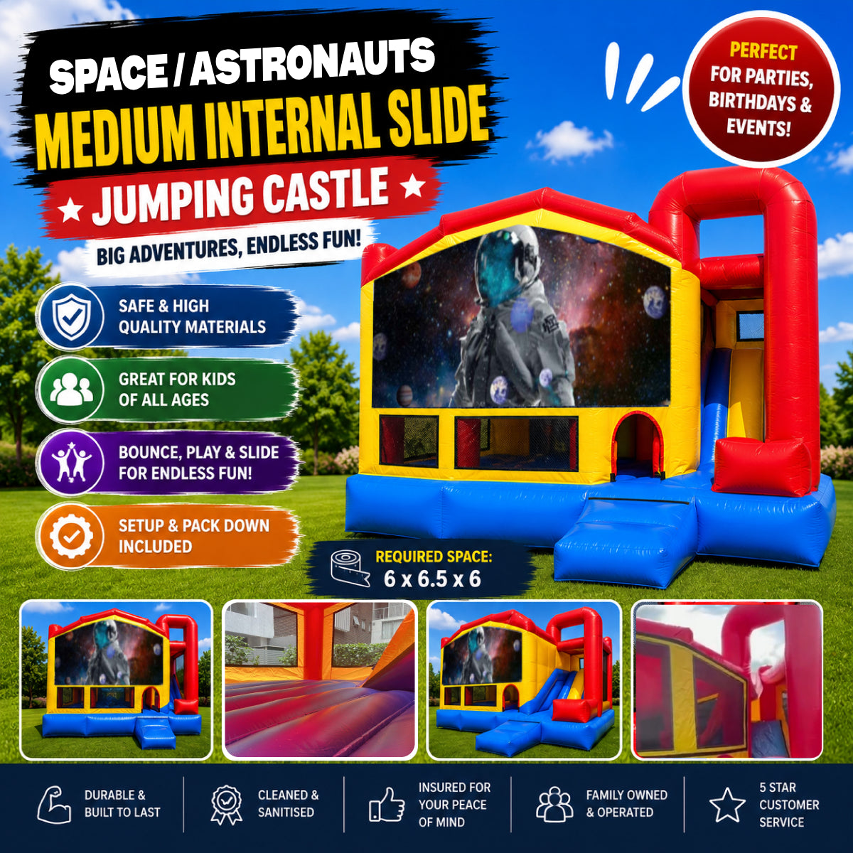 Space / Astronauts Medium Internal Slide Jumping Castle