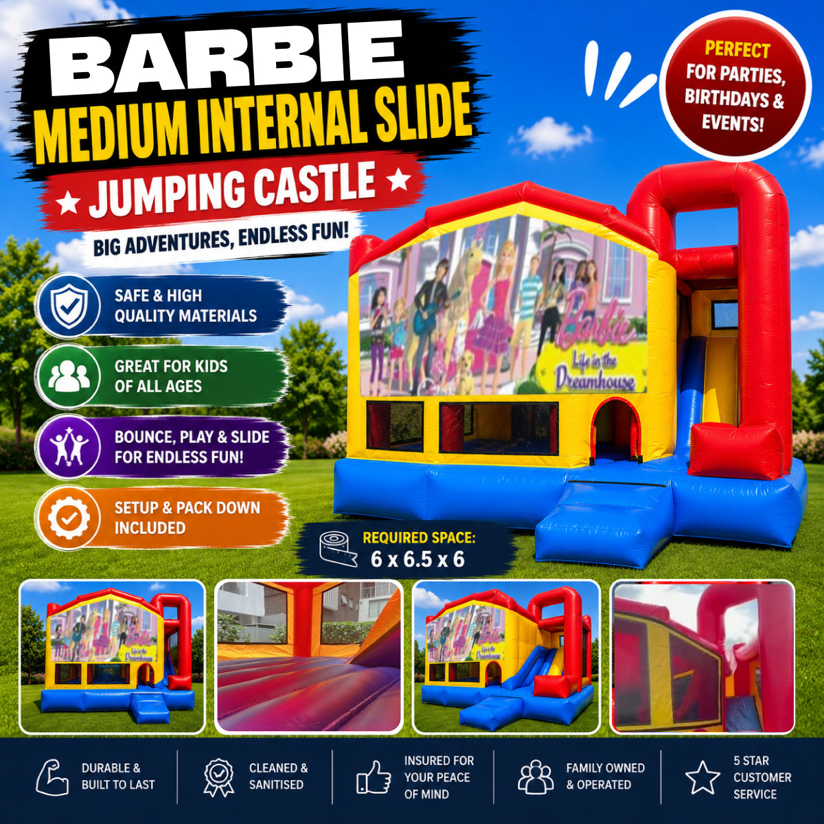 Barbie Medium Internal Slide Jumping Castle