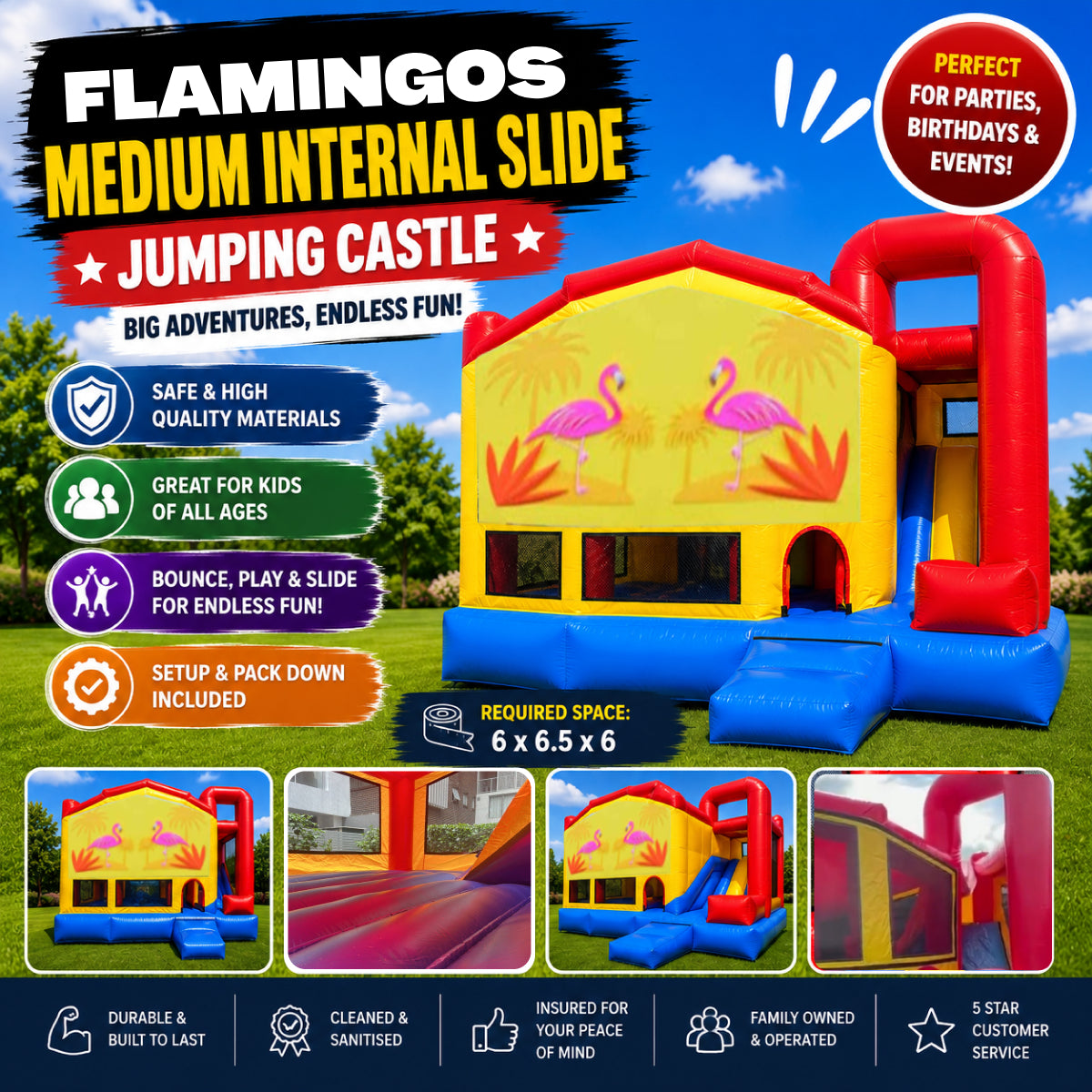 Flamingos Medium Internal Slide Jumping Castle