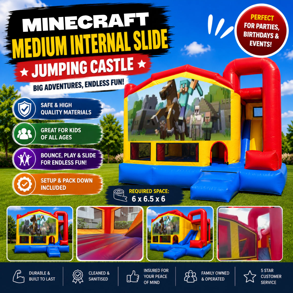 Minecraft Medium Internal Slide Jumping Castle