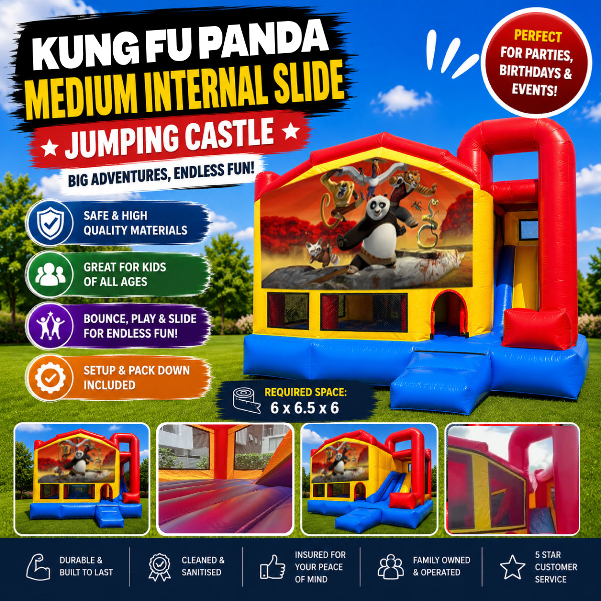 Kung Fu Panda Medium Internal Slide Jumping Castle