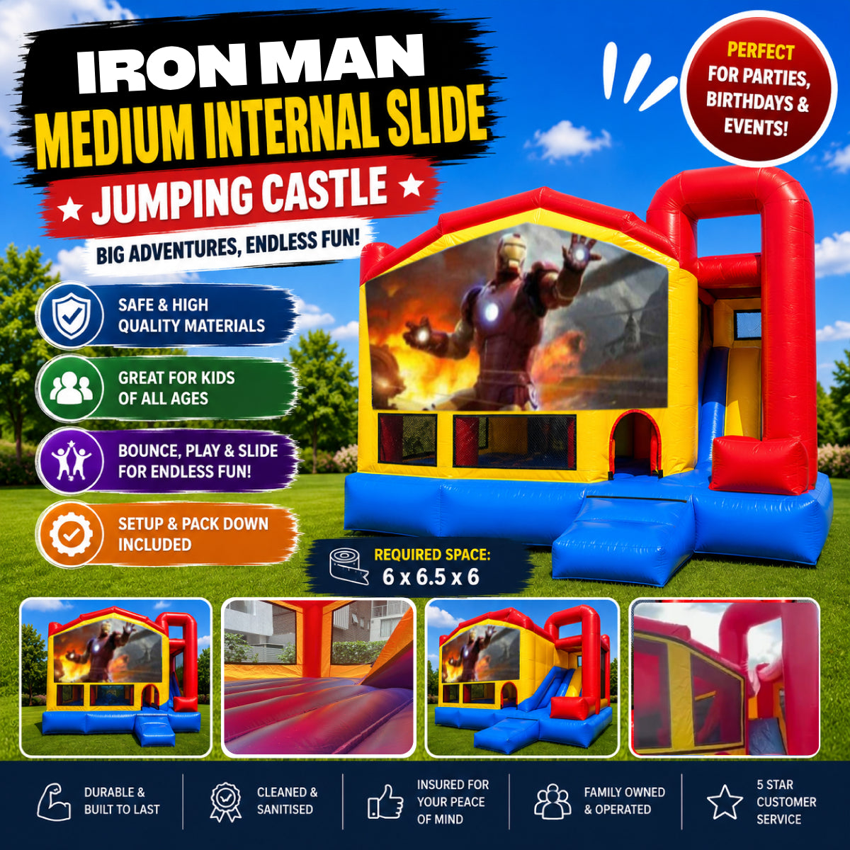 Iron Man Medium Internal Slide Jumping Castle