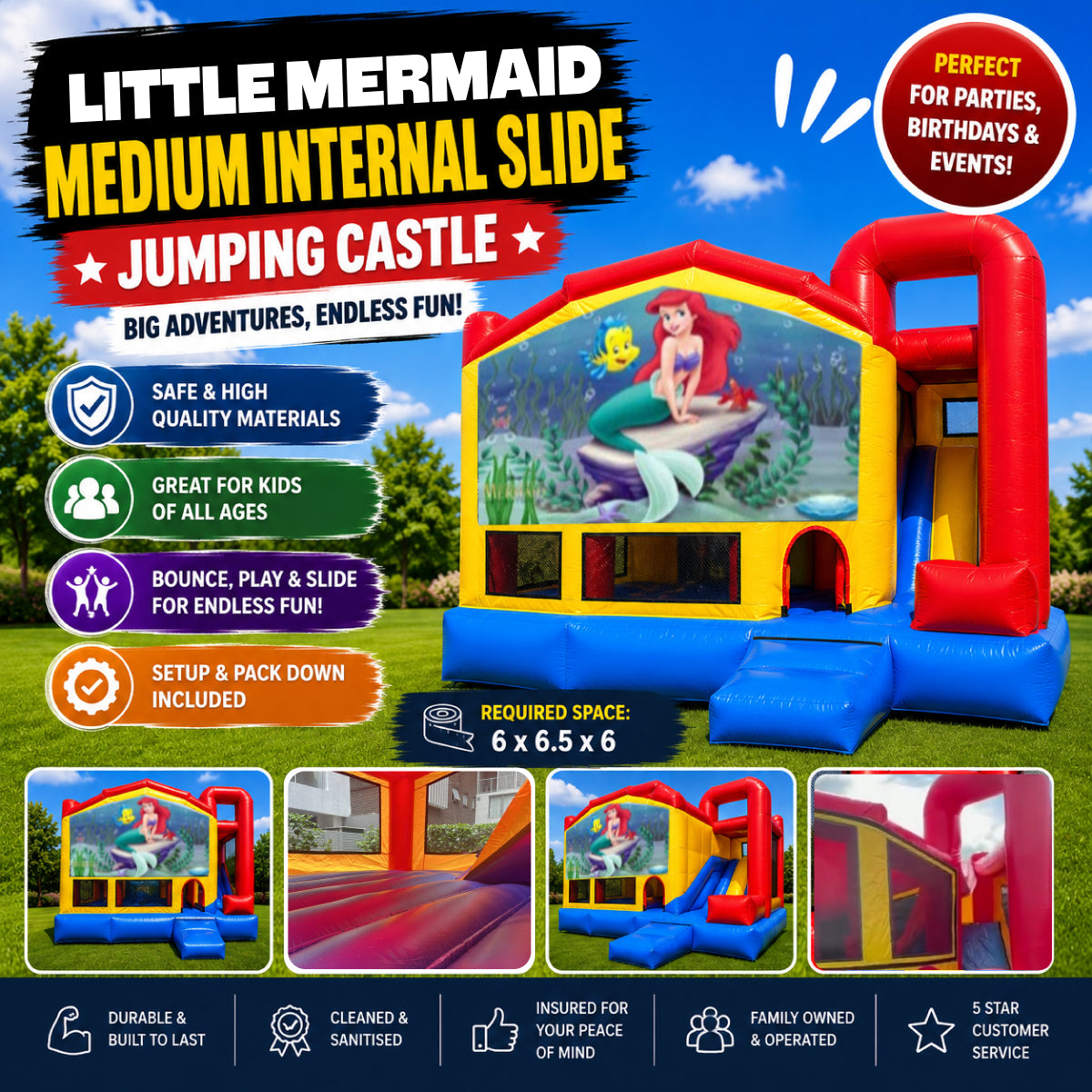 Little Mermaid Medium Internal Slide Jumping Castle